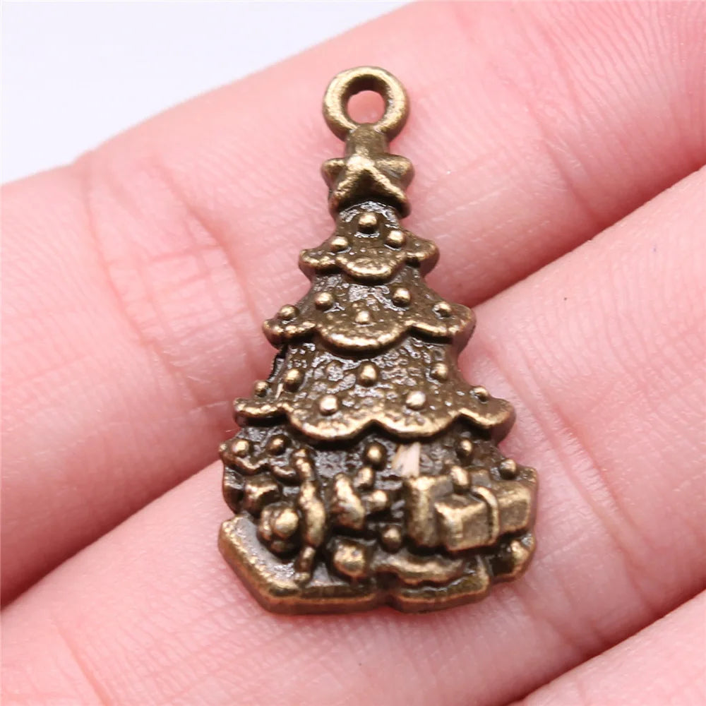 30x16mm 2.5g Multicolor Zinc Alloy Christmas Tree Charm Pendant for DIY Necklace Bracelet Making