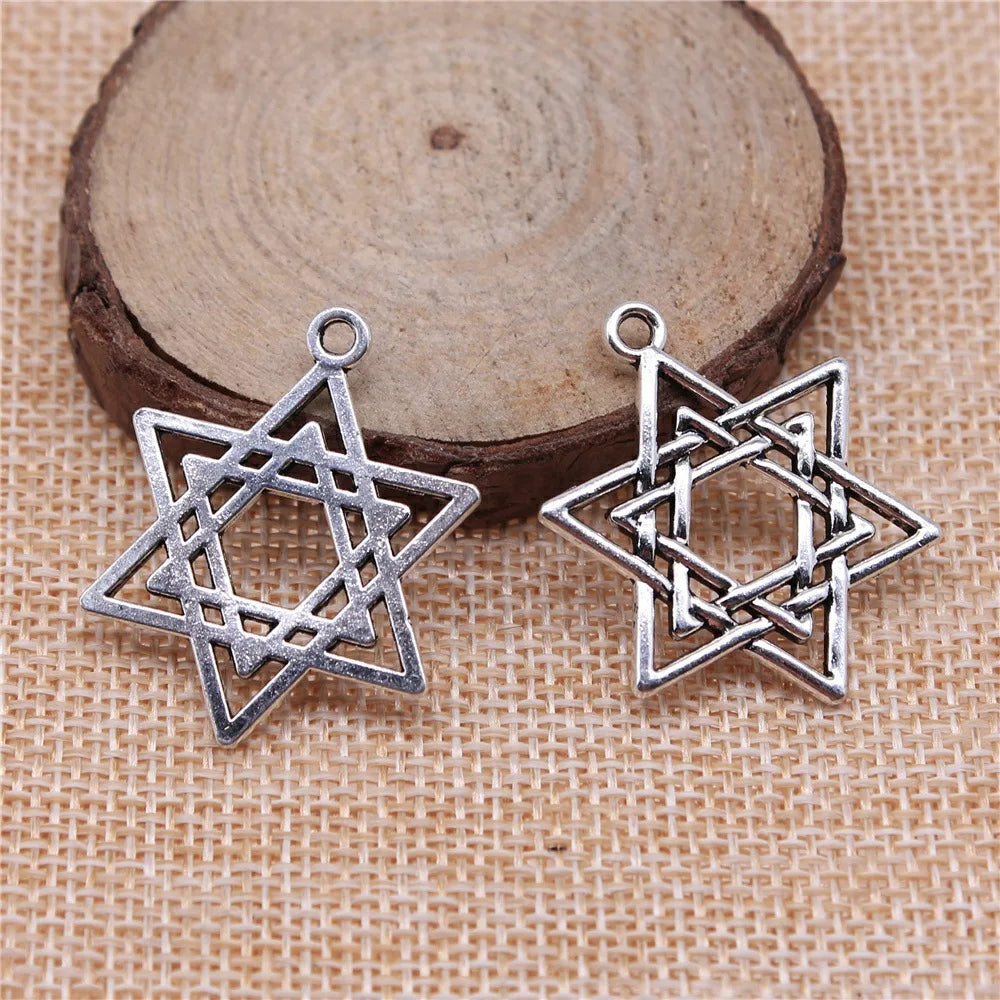 33x26mm 2.9g Multicolor Zinc Alloy Hexagram Star Charm Pendant for DIY Necklace Bracelet Making