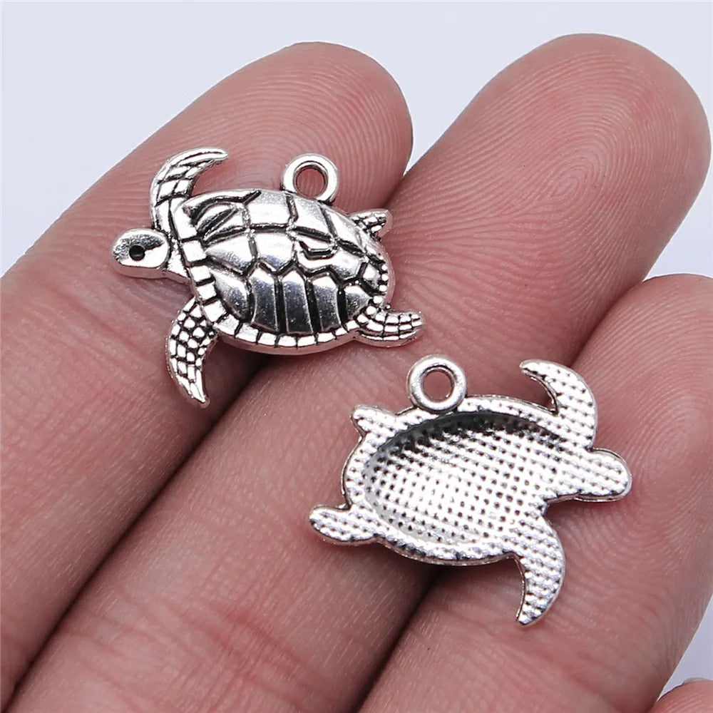20x13mm 1.5g Antique Silver Zinc Alloy Sea Turtle Charm Pendant for Necklace Bracelet Making