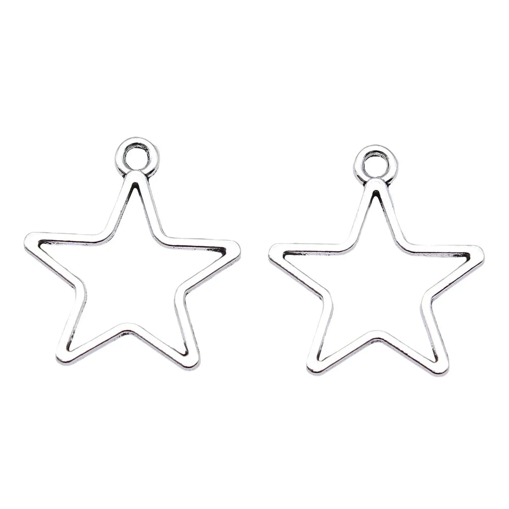 24x21mm 0.84g Multicolor Zinc Alloy Hollow Five Point Star Charm Pendant for DIY Jewelry Making