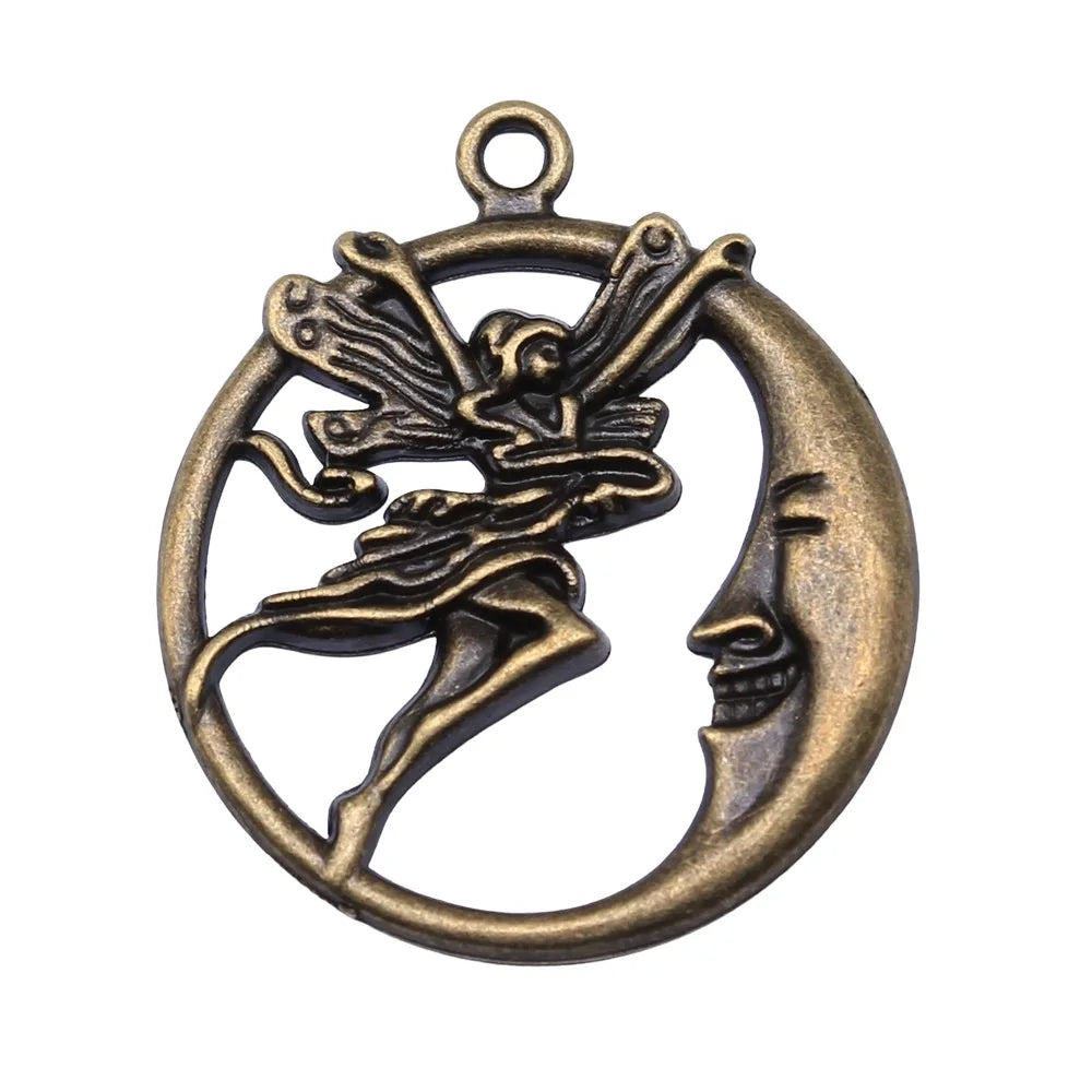 26x30mm 2.6g Multicolor Zinc Alloy Moon Angel Sun Star Charm Pendant for DIY Celestial Jewelry Making