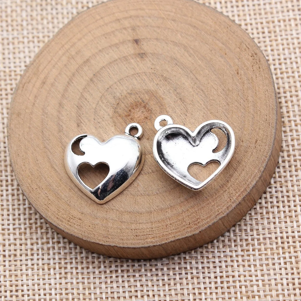 20x19mm 1.9g Antique Silver Zinc Alloy Moon Heart Charm Pendant for DIY Bracelet Necklace Jewelry