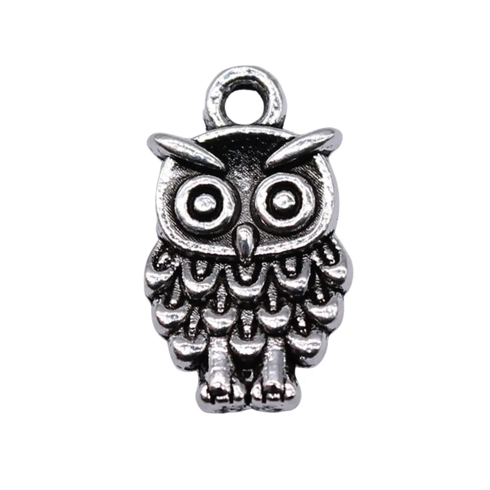 13x8mm 0.55g Antique Silver Zinc Alloy Owl Cat Charm Pendant for DIY Necklace Bracelet Making