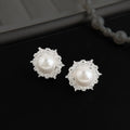 Elegant Round Geometric Zircon Glass Pearl Copper Stud Earrings