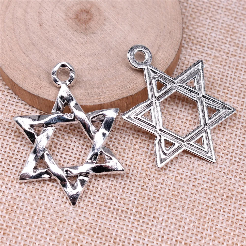 45x38mm 6.6g Multicolor zinc alloy Six-Point Star charm pendant for DIY necklace jewelry making