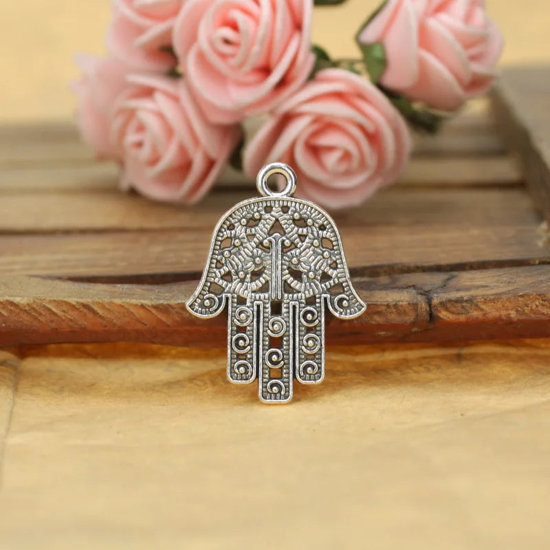 28x21MM Antique Silver Zinc Alloy Hand Charm Pendant for DIY Necklace Bracelet Jewelry Making