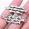 45x15mm 4.5g Antique Silver Zinc Alloy Fish School Connector Charm for DIY Bracelet Necklace Making