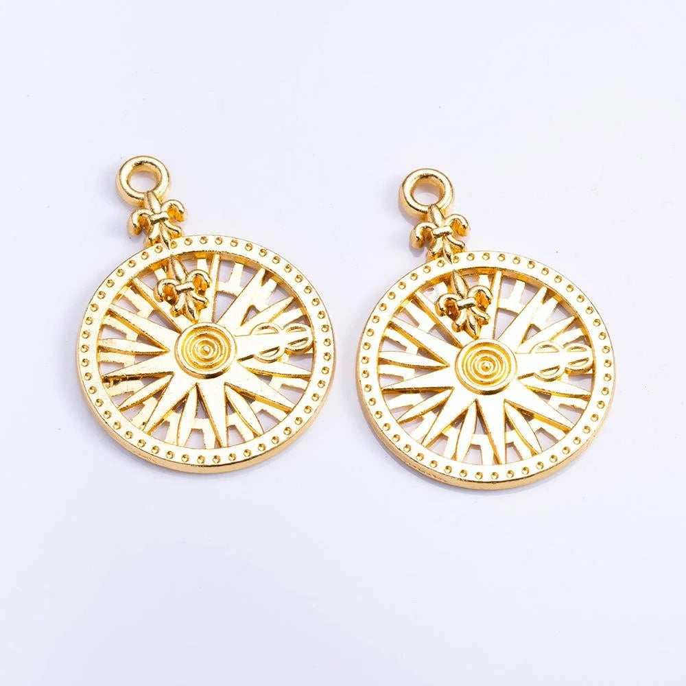 26x36mm Zinc Alloy Compass Charm Pendant for DIY Necklace Bracelet Jewelry Making
