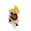 Elegant Butterfly Fish Rhinestone Glass Brooch, Gold Alloy Lapel Pin Corsage For Women's Suit Accessory