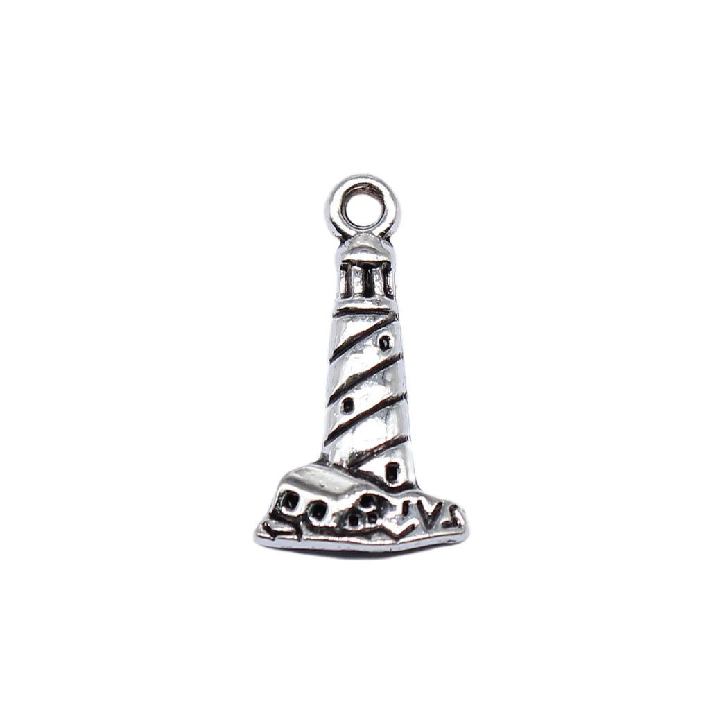 19x11mm 0.64g Antique Silver Zinc Alloy Lighthouse Charm Pendant for DIY Nautical Jewelry Making