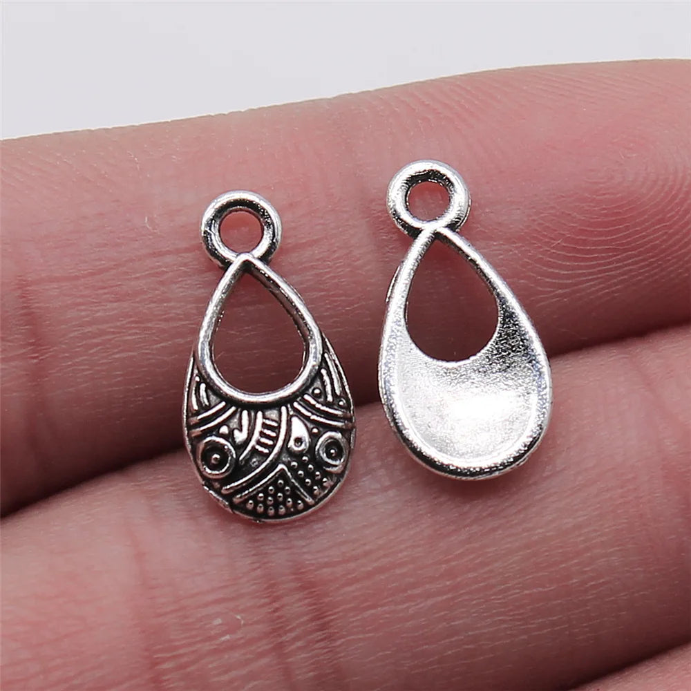 9x17mm 0.5g Antique Silver Zinc Alloy Teardrop Charm Pendant for DIY Necklace Bracelet Making