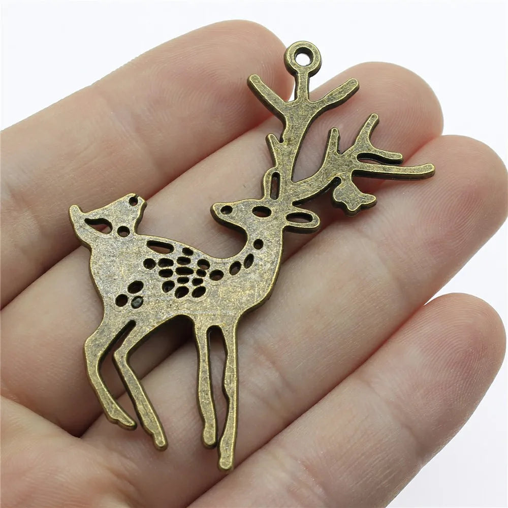 60x47mm 8.2g Multicolor Zinc Alloy Deer Charm Pendant for Animal Theme DIY Necklace Jewelry Making