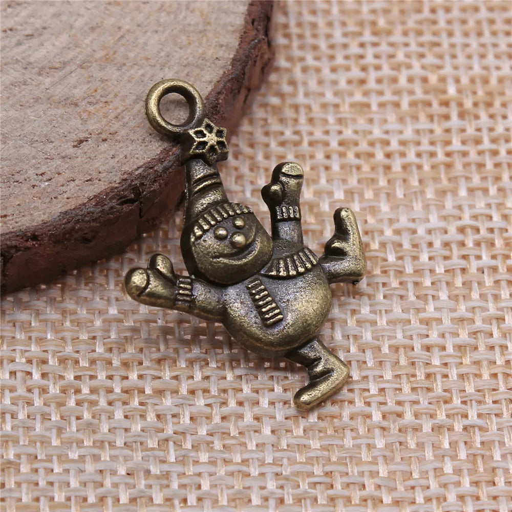 29x20mm 2g Multi-Color Zinc Alloy Snowman Charm Pendant for Christmas Necklace Bracelet Making