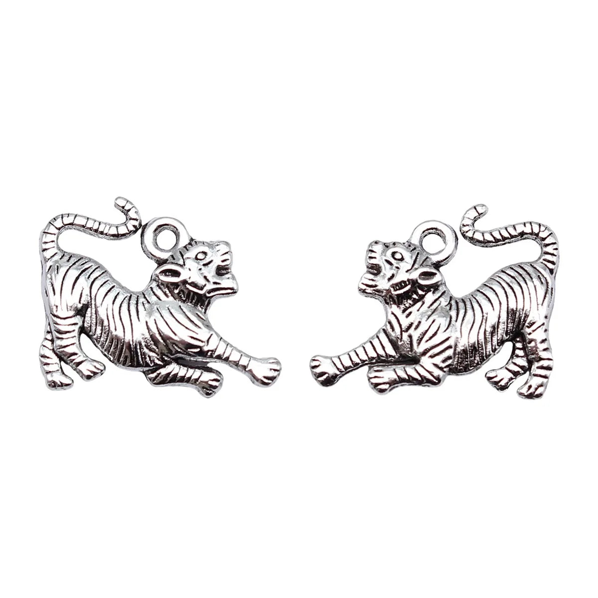 25x18mm 2.1g Antique Silver Zinc Alloy Tiger Charm Pendant for DIY Necklace Bracelet Jewelry Making