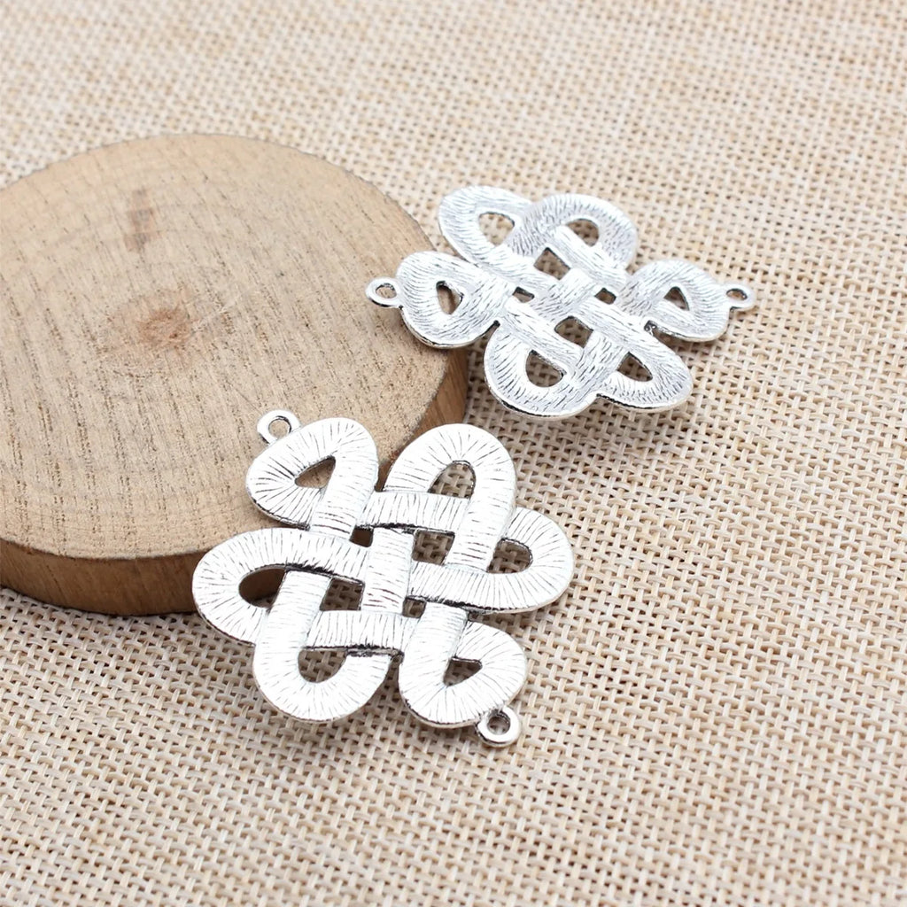 45x38mm 5.9g Multicolor Zinc Alloy Chinese Knot Connector Charm for DIY Necklace Bracelet Making