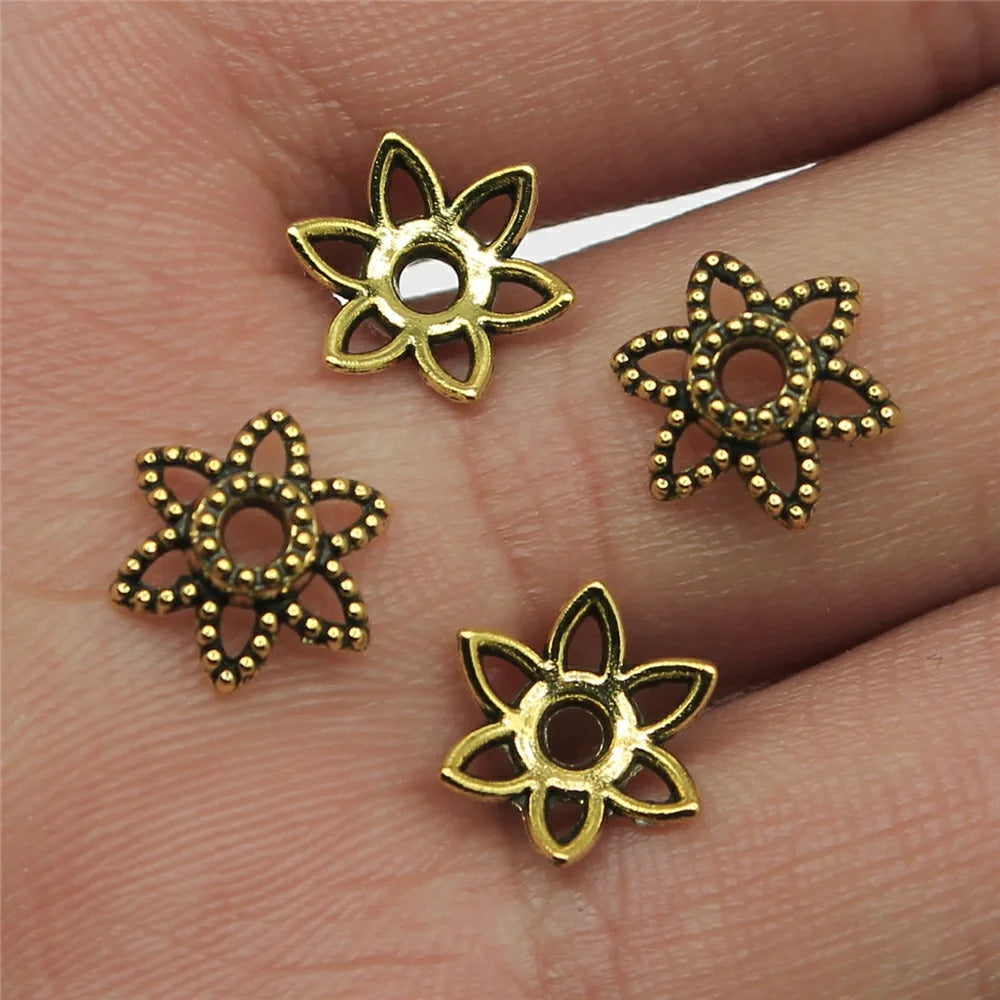 10x10mm 0.3g Multicolor Zinc Alloy Flower Bead Cap Spacer Findings for DIY Necklace Bracelet Making