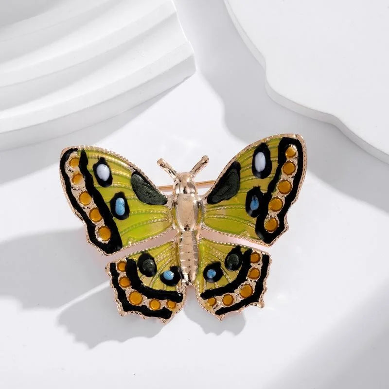 Elegant Enamel Butterfly Brooch With Gold Tone Alloy Wings, Women's Scarf Clasp Lapel Pin Suit Accessory