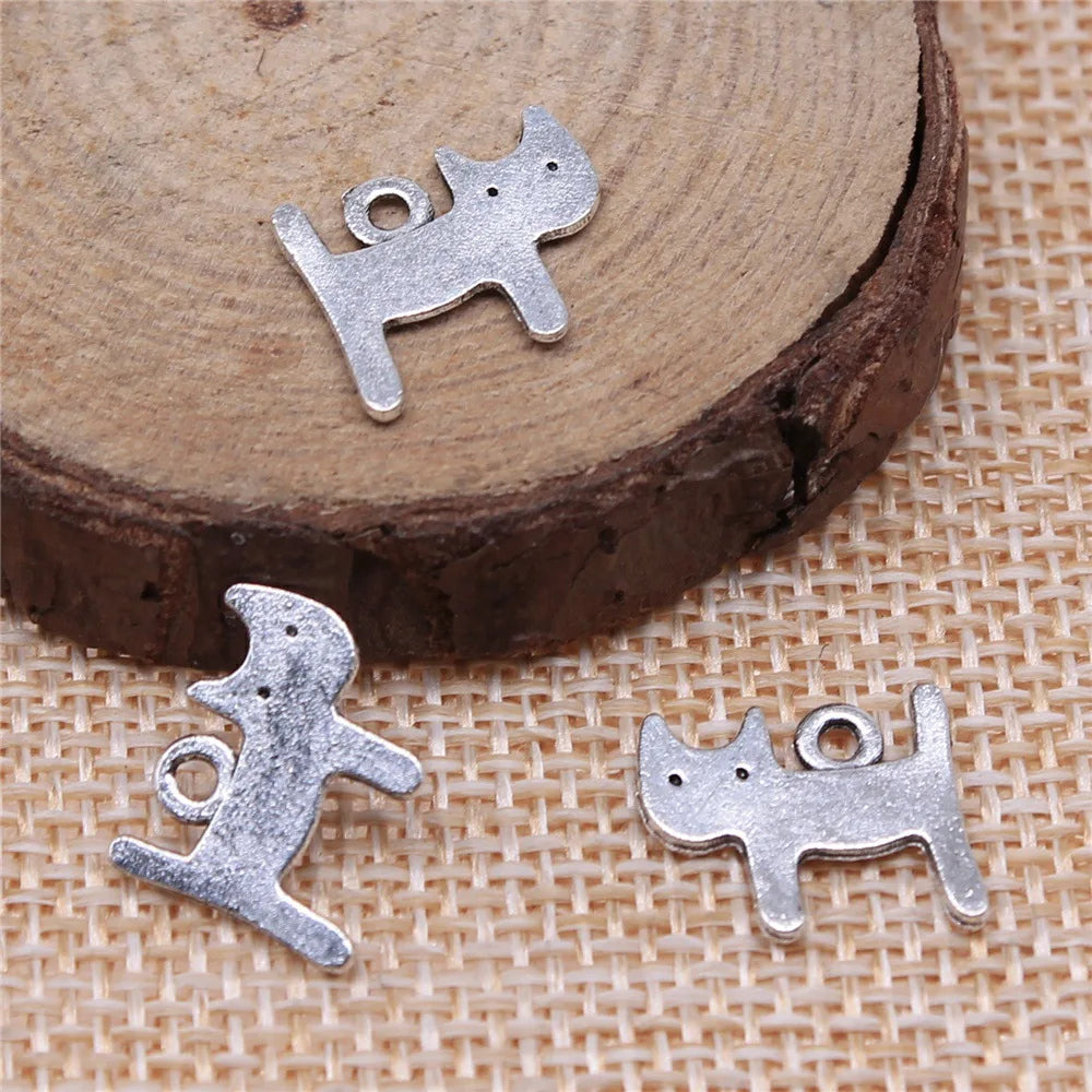 14x12mm 0.8g Multicolor Zinc Alloy Cat Charm Pendant for DIY Necklace Bracelet Jewelry Making