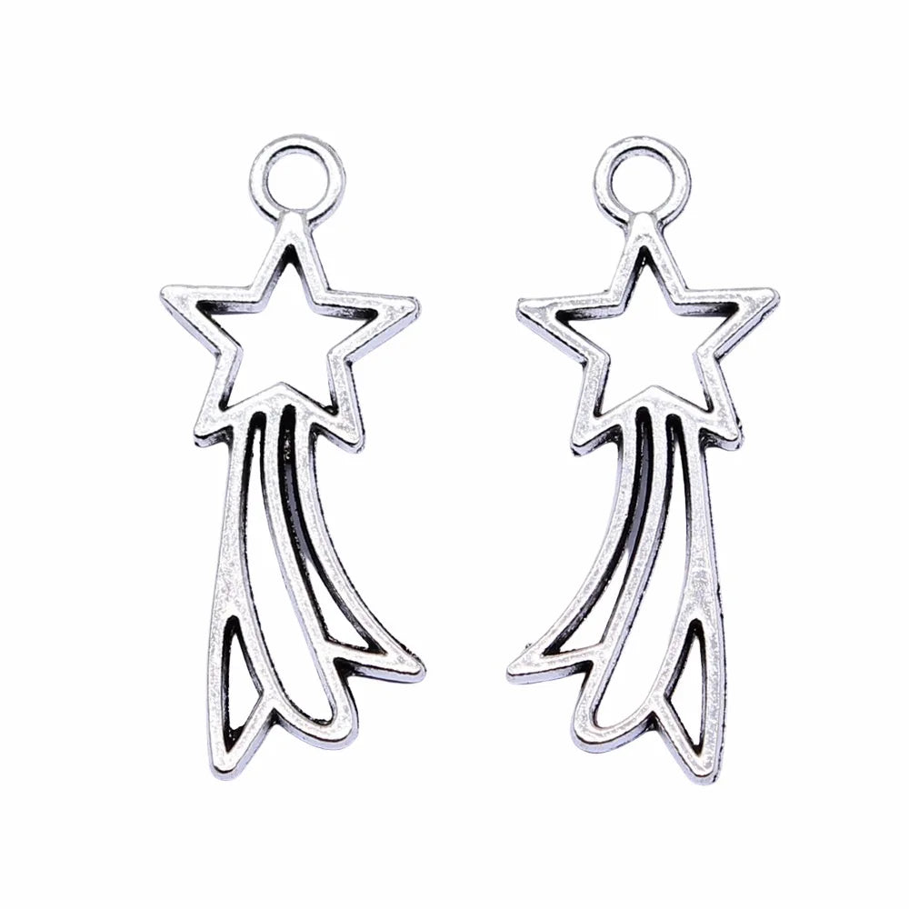 30x12mm 1.3g Multicolor Zinc Alloy Five-Point Star Comet Charm Pendant for DIY Jewelry Making