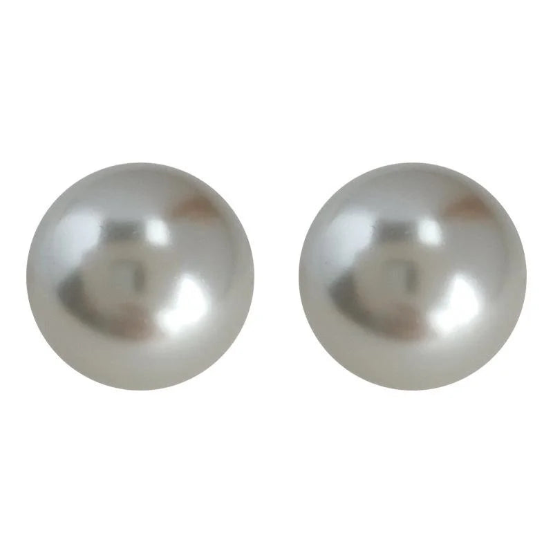 Light Luxury Cool Gray Glass Pearl Geometric Round Stud Earrings With Silver Plated Pins