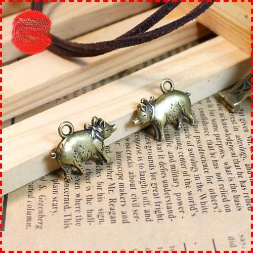 21x16MM Antique Silver Zinc Alloy Pig Flower Charm Pendant for DIY Necklace Bracelet Jewelry Making