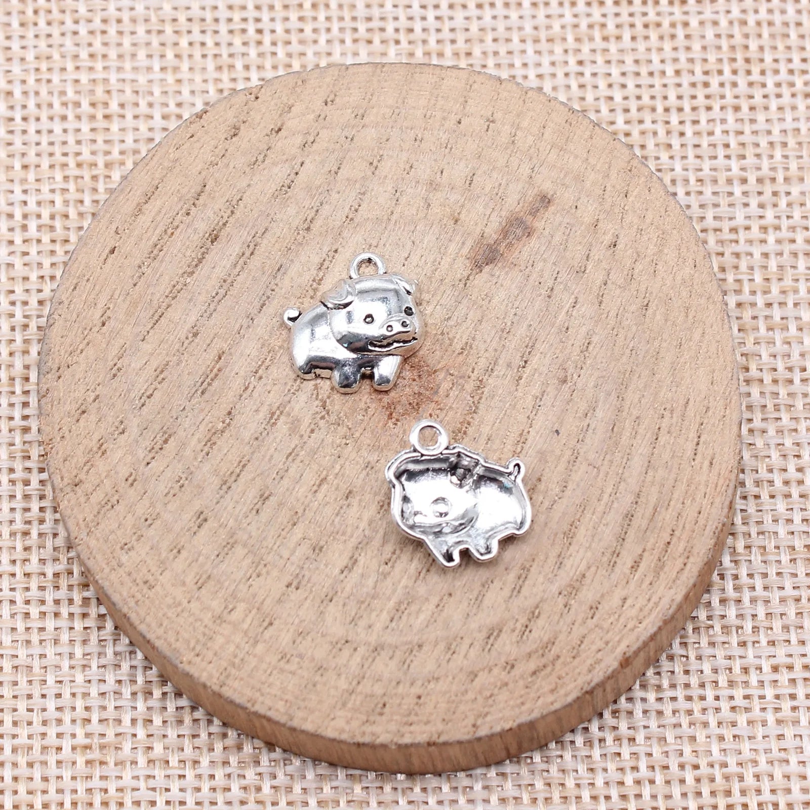 14x13mm 0.67g Antique Silver Zinc Alloy Pig Charm Pendant for DIY Bracelet Necklace Jewelry Making