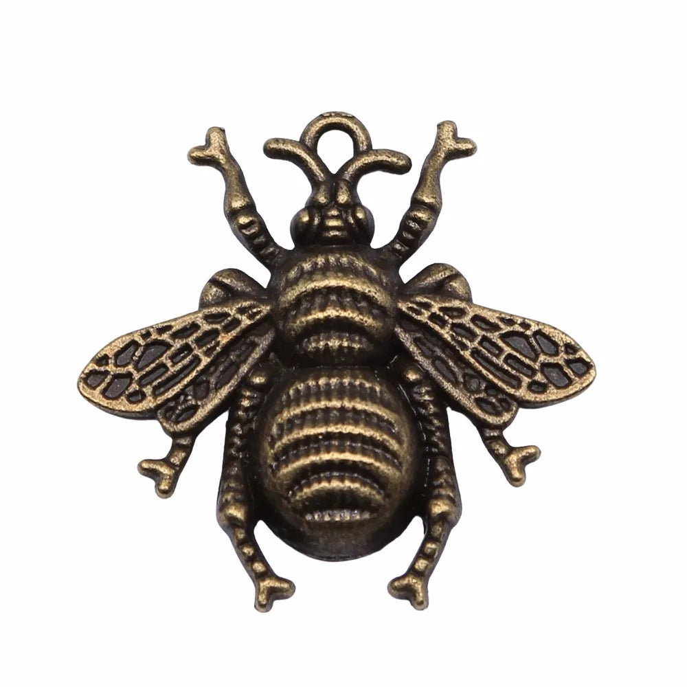 25x25mm 1.9g Multicolor Zinc Alloy Bee Charm Pendant for DIY Bracelet Necklace Making