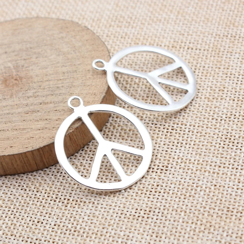 34x29mm 2.9g Antique Silver Zinc Alloy Peace Symbol Charm Pendant for DIY Necklace Jewelry Making