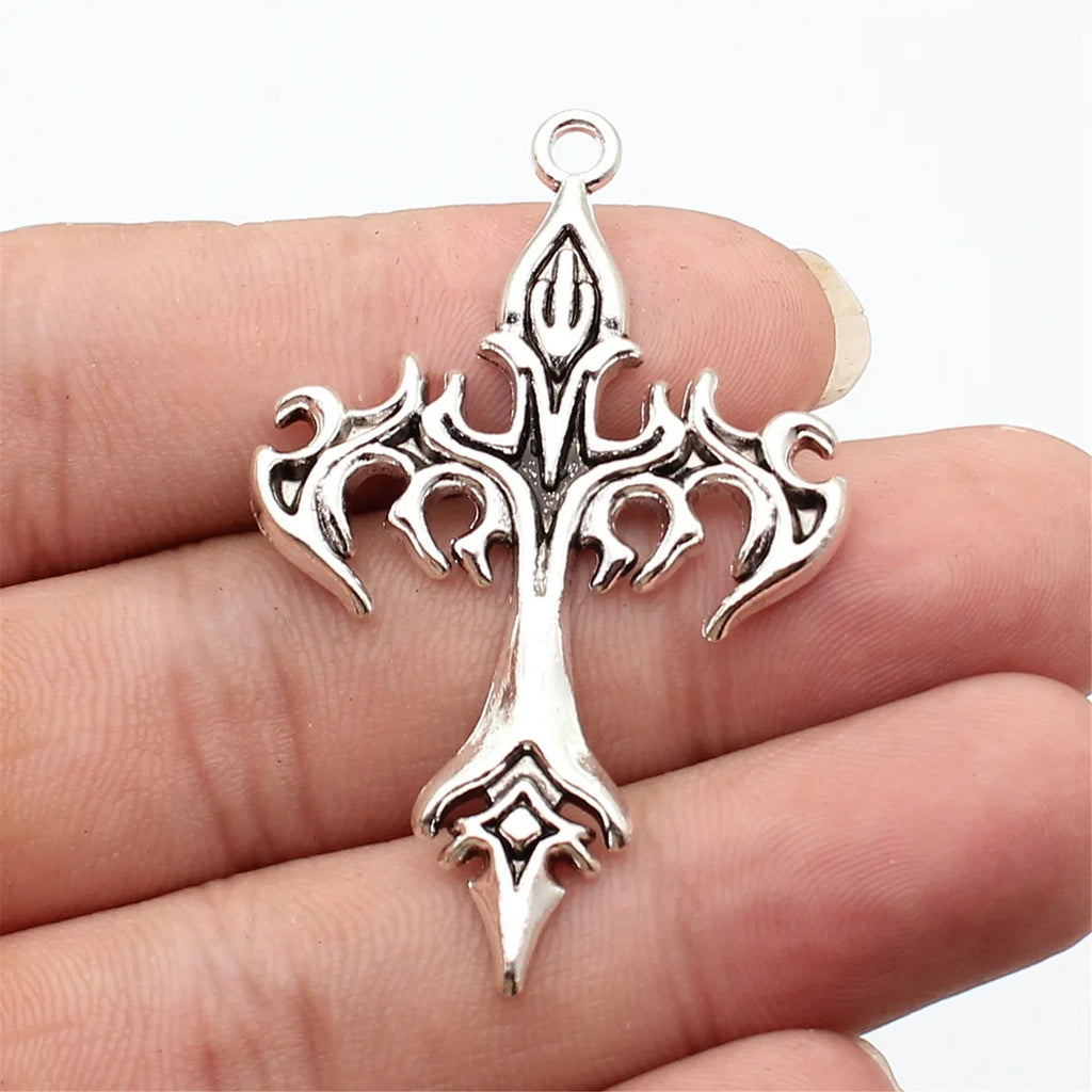 54x35mm 6.7g Multicolor Zinc Alloy Flame Cross Charm Pendant for DIY Necklace Bracelet Jewelry Making