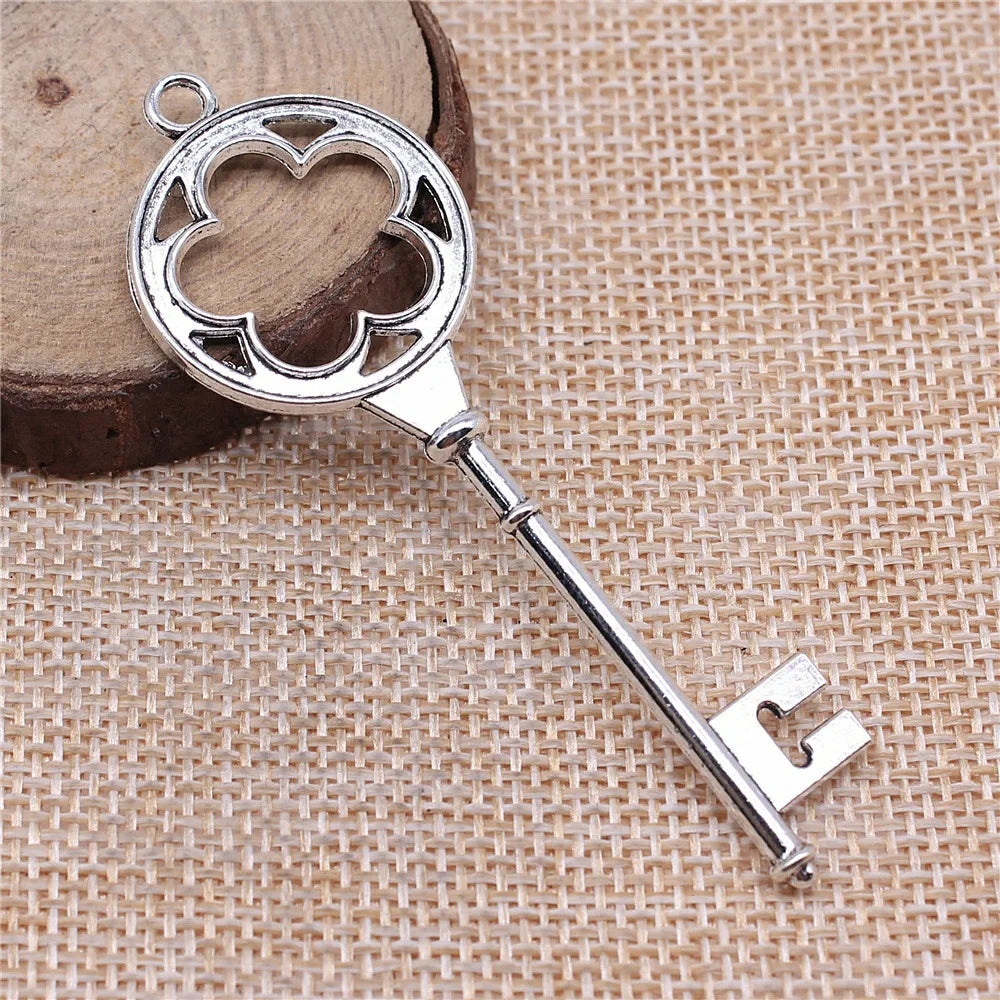 75x25mm 5g Multicolor Zinc Alloy Flower Key Charm Pendant for DIY Necklace Bracelet Jewelry Making