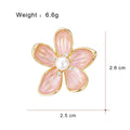 Elegant Enamel Flower Brooch With Faux Pearl Rhinestone, Gold Alloy Lapel Pin Corsage Gift