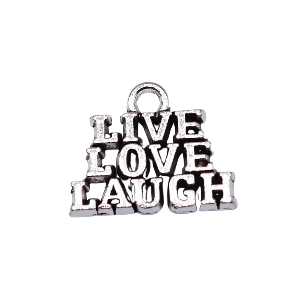 16x13mm 1.29g Antique Silver Zinc Alloy Live Love Laugh Charm Pendant for DIY Bracelet Jewelry