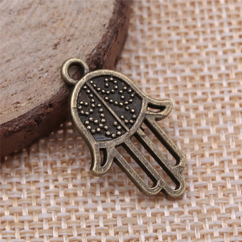 24x15mm 1.5g Multicolor zinc alloy Hamsa Hand charm pendant for DIY bracelet necklace jewelry making
