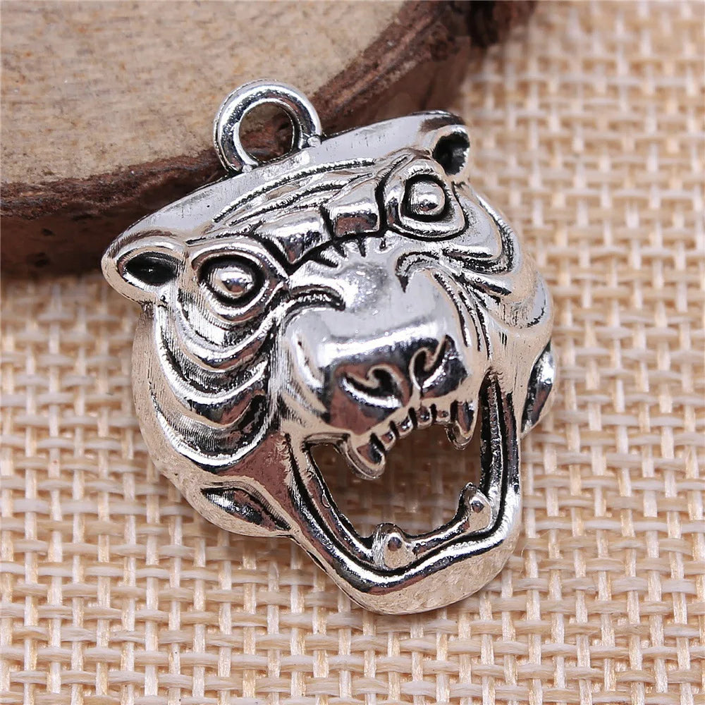 31x24x10mm 6g Zinc Alloy 3D Tiger Head Charm Pendant for DIY Necklace Bracelet Jewelry Making