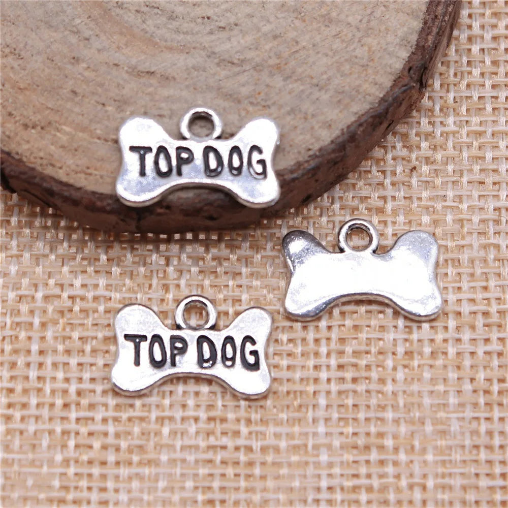 15x10mm 0.9g Zinc alloy TOP DOG Bone Dog Biscuit charm pendant for pet jewelry DIY making