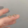 Mini Zircon Star Round Copper Drop Earrings Minimalist Style Daily Commuter Jewelry