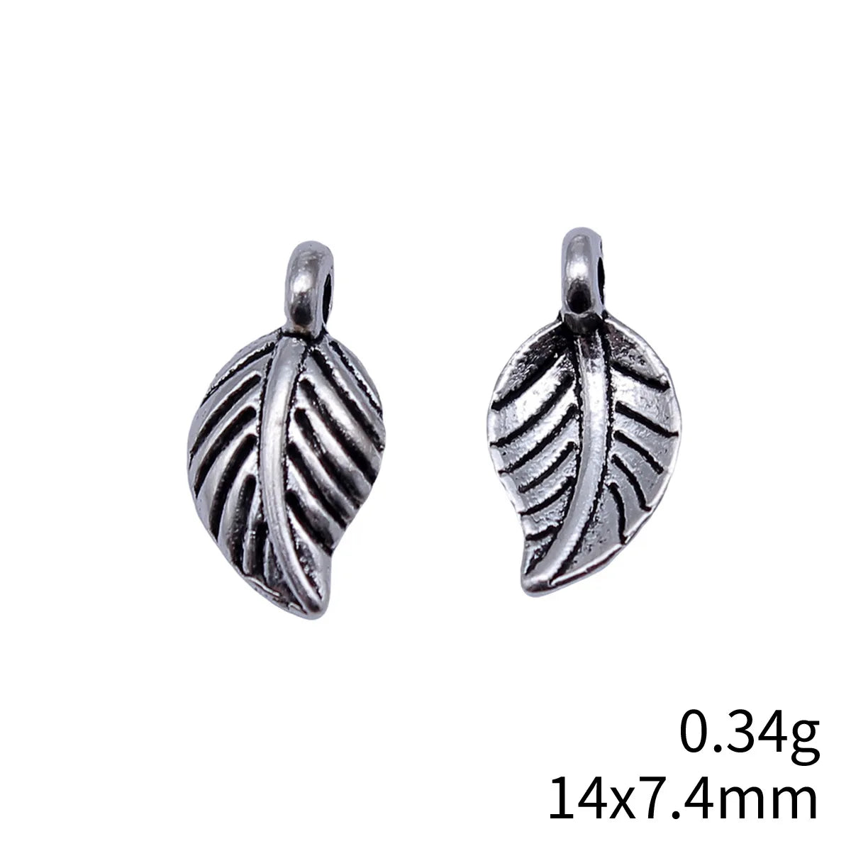 14x7.4mm 0.34g Antique Silver Zinc Alloy Leaf Charm Pendant for DIY Necklace Bracelet Making