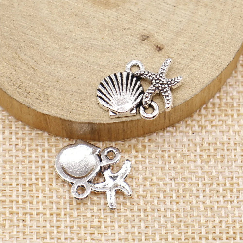 13x18mm 1.2g Zinc Alloy Shell Starfish Charm Pendants for DIY Bracelet Necklace Jewelry Making