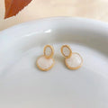 French Vintage Cream White Enamel Irregular Geometric Drop Earrings