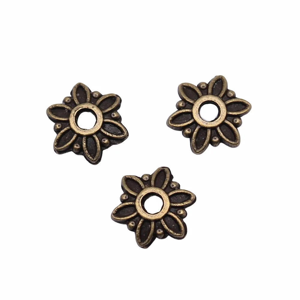 7x7mm 0.2g Multi Color Zinc Alloy Flower Bead Caps for DIY Handmade Bracelet Necklace Making