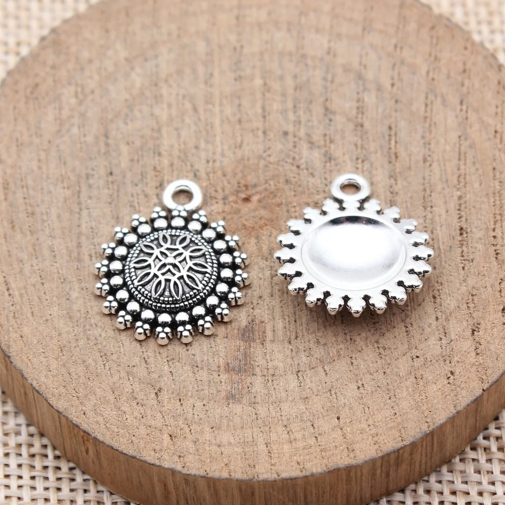 20x16mm 1.3g Multicolor Zinc Alloy Ethnic Pattern Round Earring Charm Pendant for DIY Jewelry Making