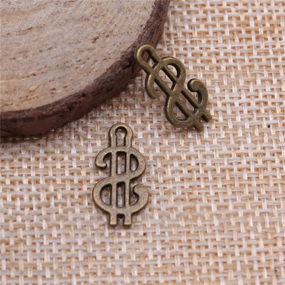 17mm 0.6g Multicolor Zinc Alloy Dollar Sign Charm Pendant for DIY Money Theme Jewelry Making