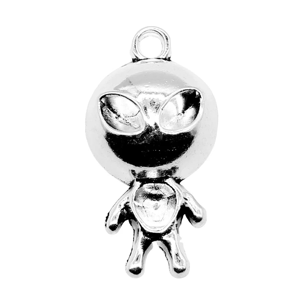 31x15mm 3.2g Antique Silver Zinc Alloy Alien Charm Pendant for DIY Necklace Bracelet Jewelry Making