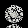 Elegant Silver Plated Rhinestone Flower Brooch, Openwork Alloy Lapel Pin Corsage For Women Gift