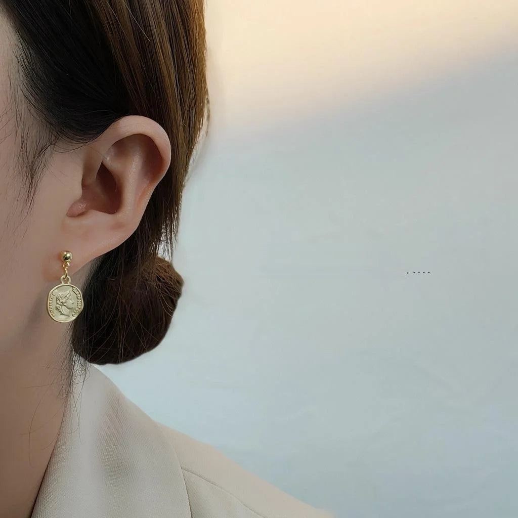 Gold Plated Freshwater Pearl Stud Earrings Handmade Asymmetric Baroque Portrait Design