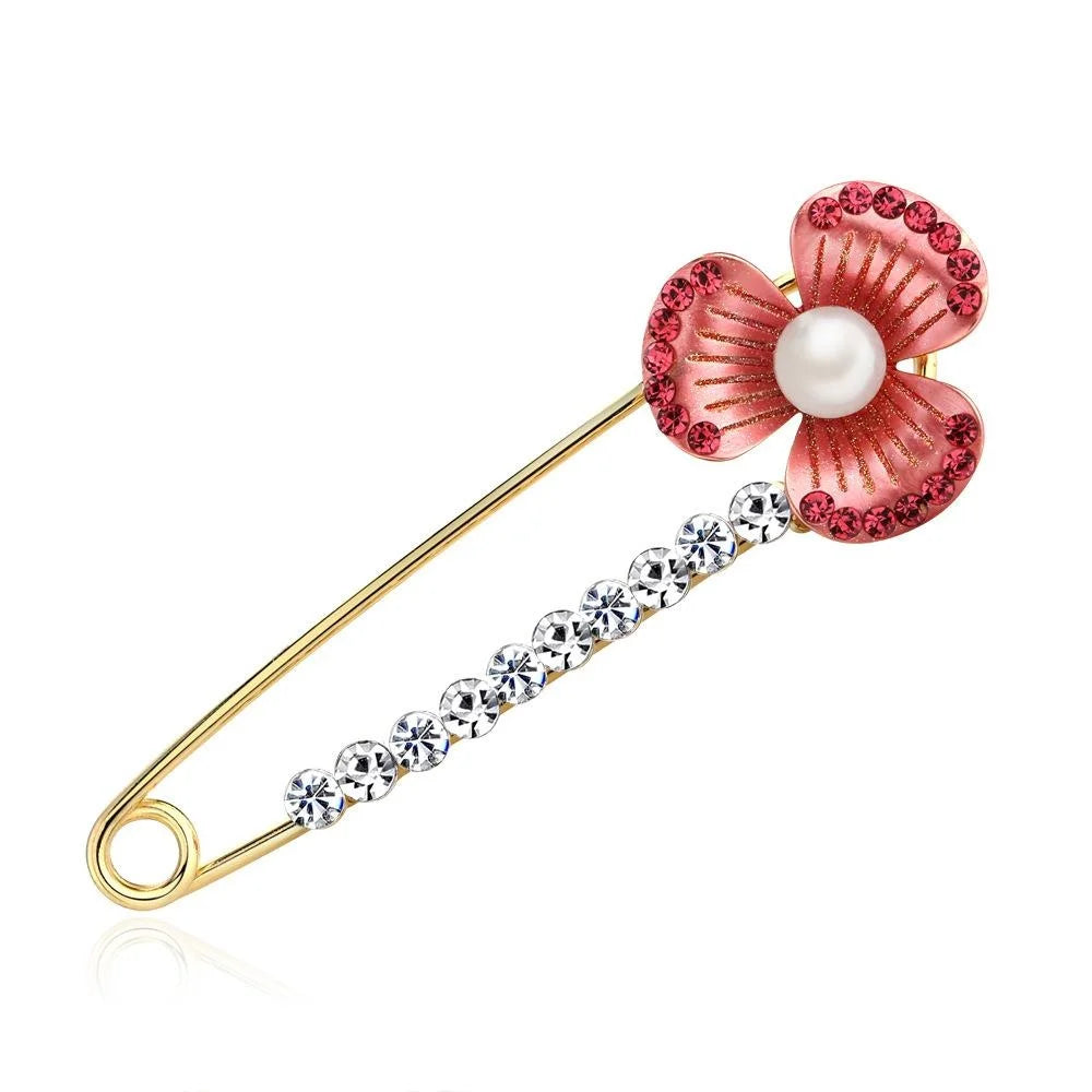 Elegant Peacock Flower Alloy Rhinestone Safety Brooch Pin For Women's Scarf Shawl Lapel Corsage Gift