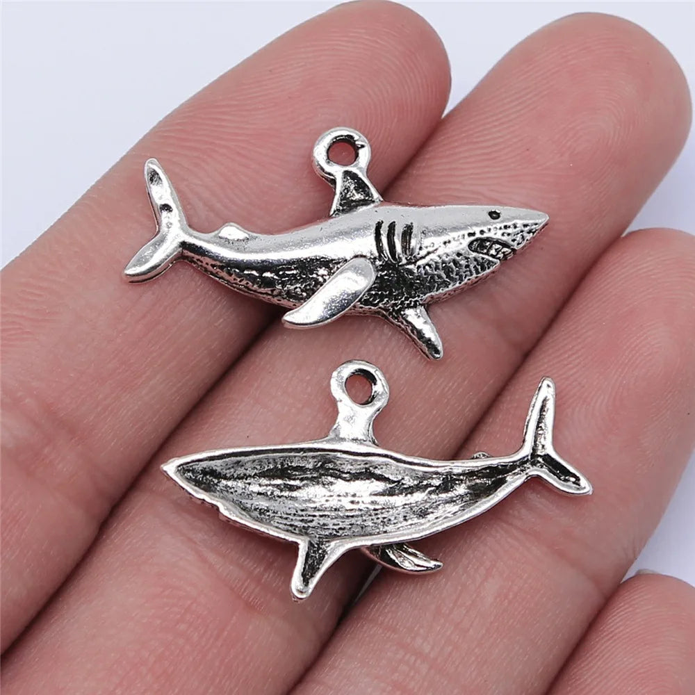 32x16mm 2.4g Antique Silver Zinc Alloy Shark Charm Pendant for DIY Necklace Bracelet Jewelry Making
