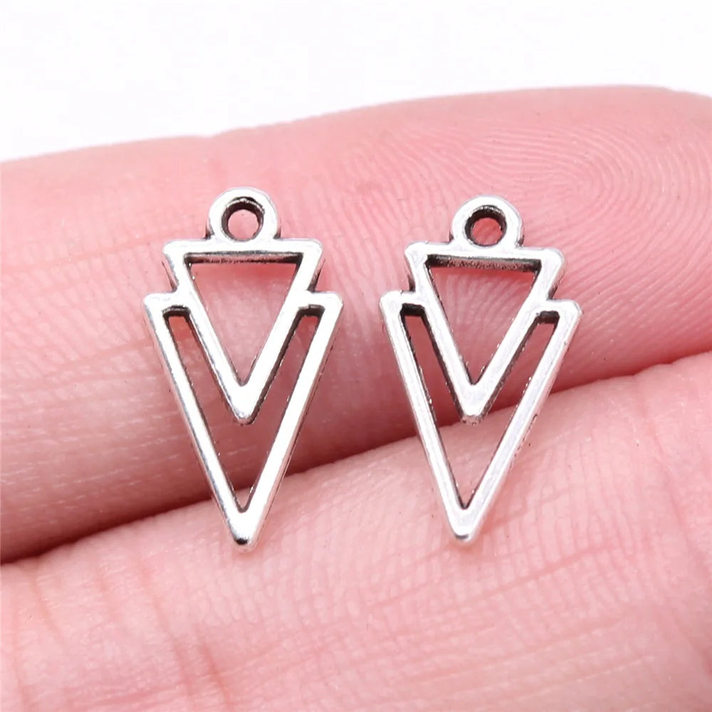 16x9mm 0.46g Multicolor Zinc Alloy Hollow Triangle Charm Pendant for DIY Necklace Bracelet Making