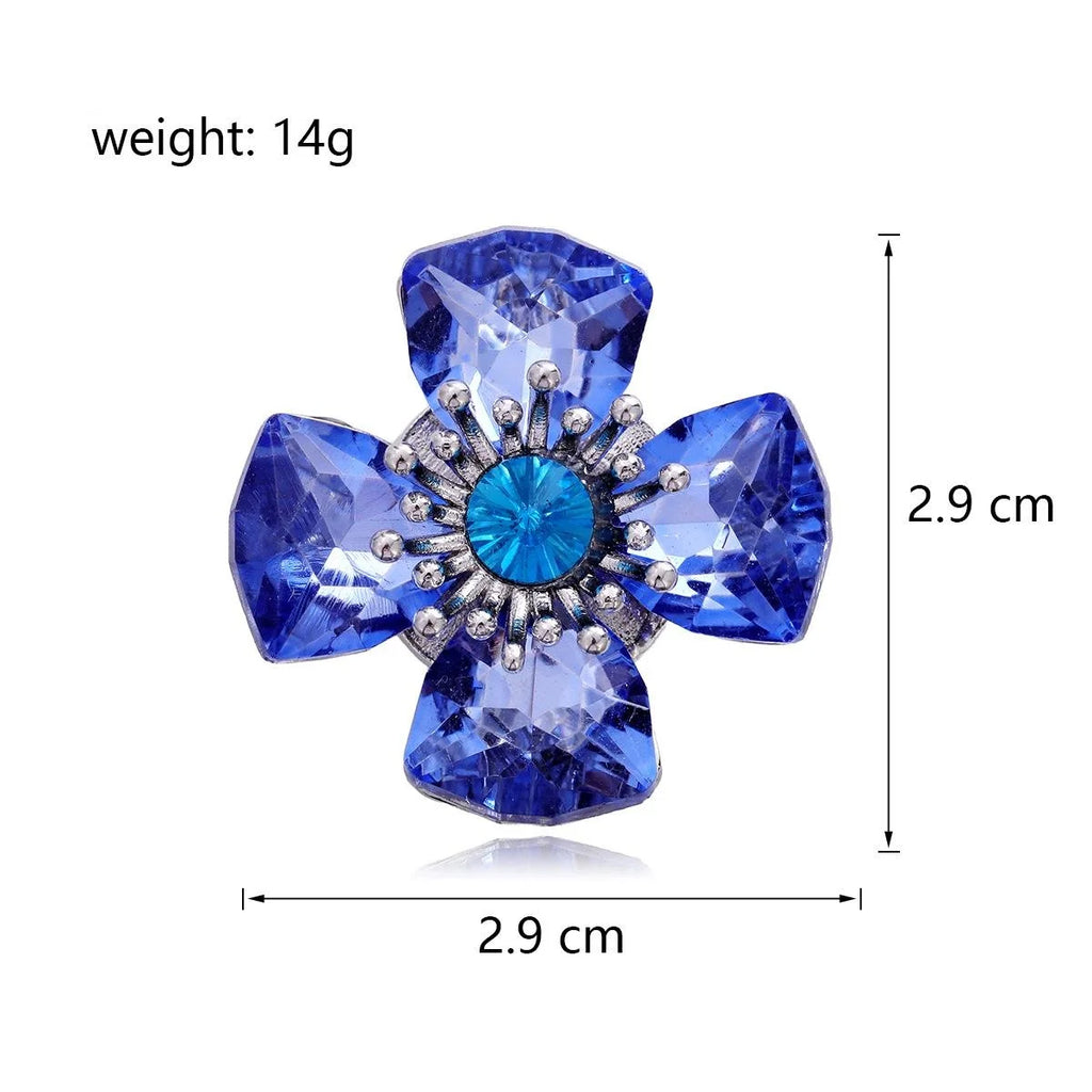 Elegant 3D Pink Crystal Flower Magnetic Brooch, Alloy Rhinestone Lapel Pin Corsage For Suits And Gifts