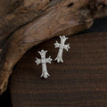 Punk Copper Micro Pave Zircon Cross Mini Stud Earrings Street Fashion Geometric Jewelry